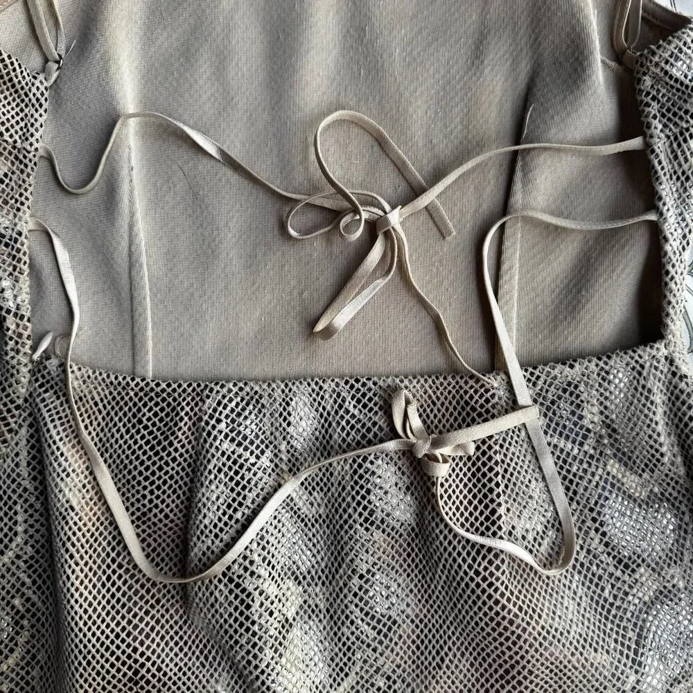 Urban Outfitters Metallic Beige Snakeskin Pattern Tie Back Mini Dress S